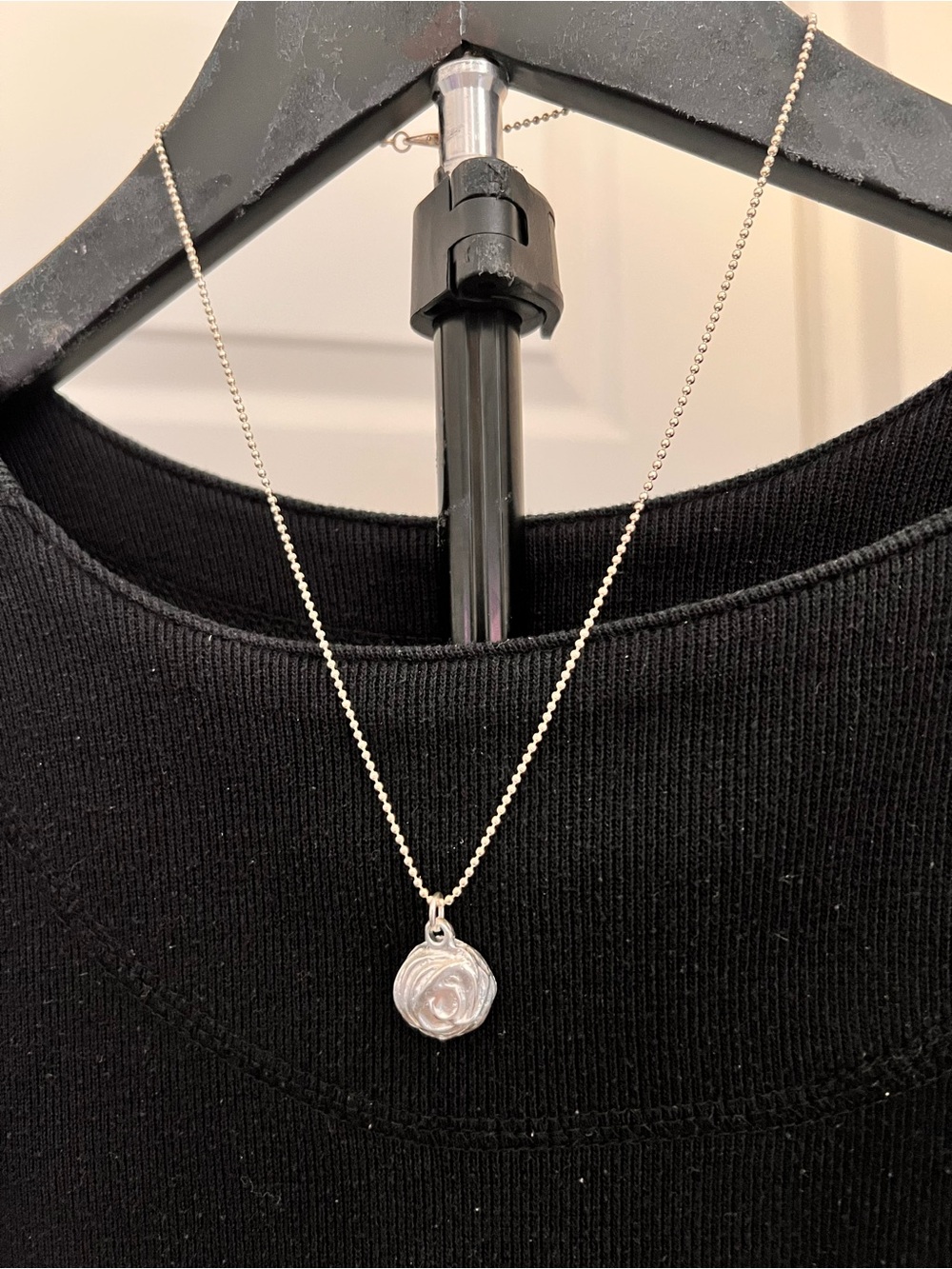 Silver-Tone Rose Pendant Necklace